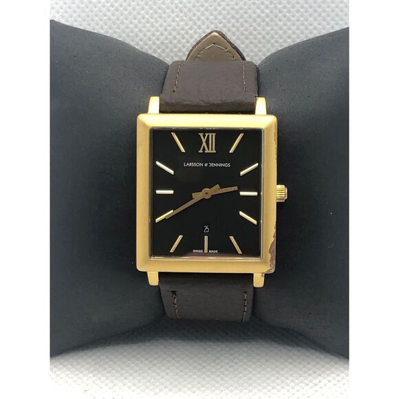 Larsson & Jennings Unisex Brown Leather Analog Black Dial Quartz Watch KS398 - Picture 1 of 9